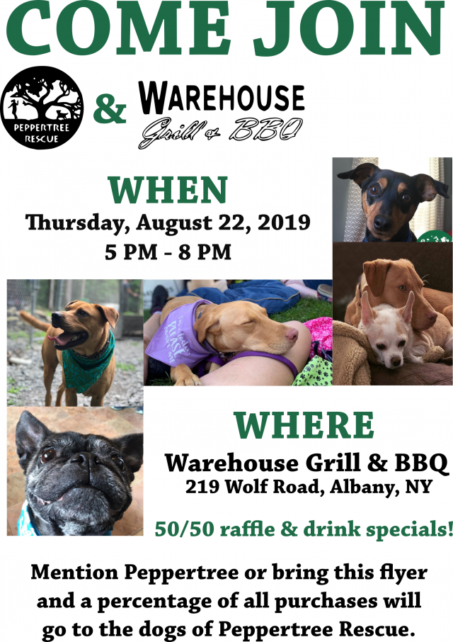 Dogs on the Deck Fundraiser August 22nd! Peppertree Rescue