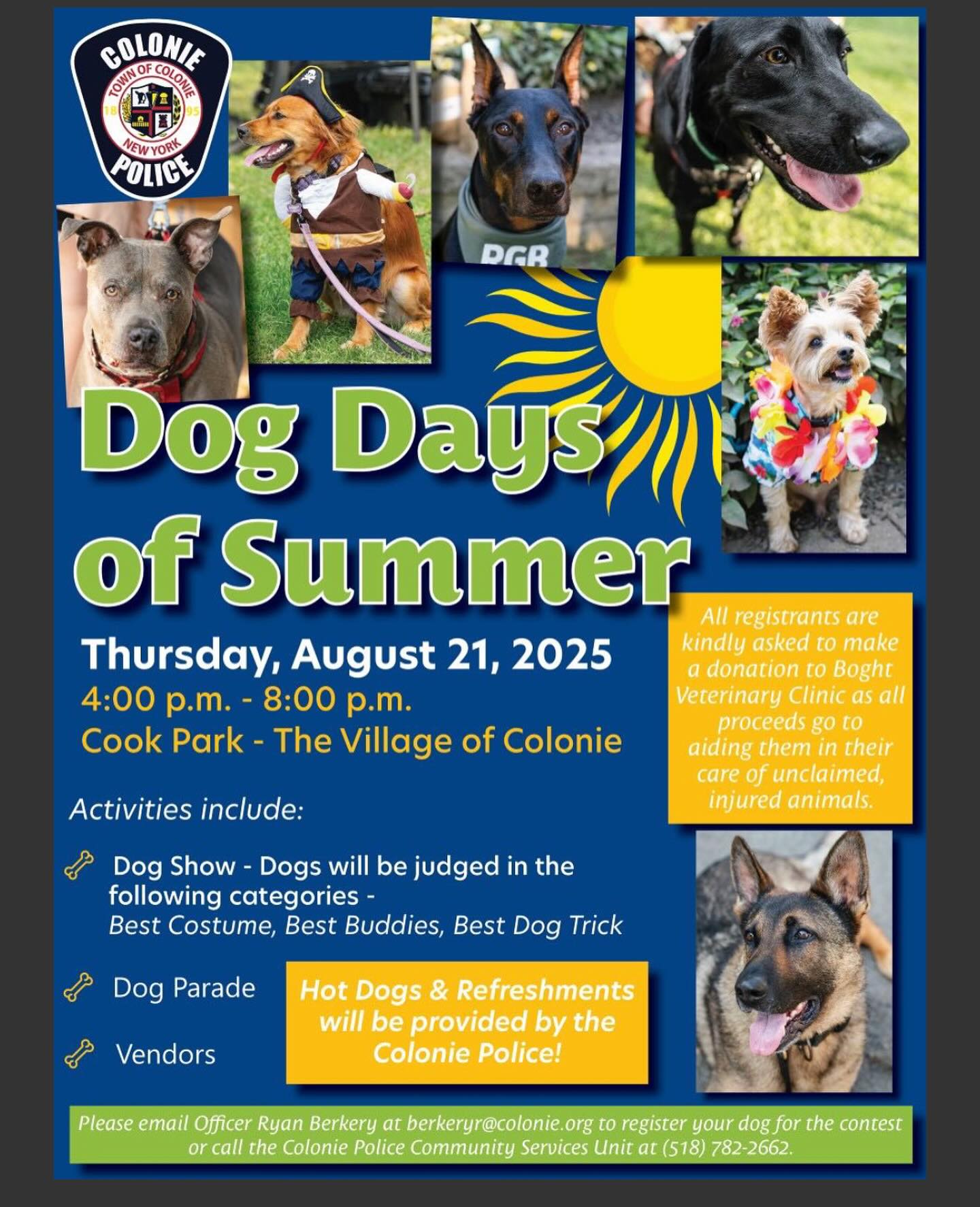 Colonie Police Department Dog Days Of Summer August 21 Cook Park 